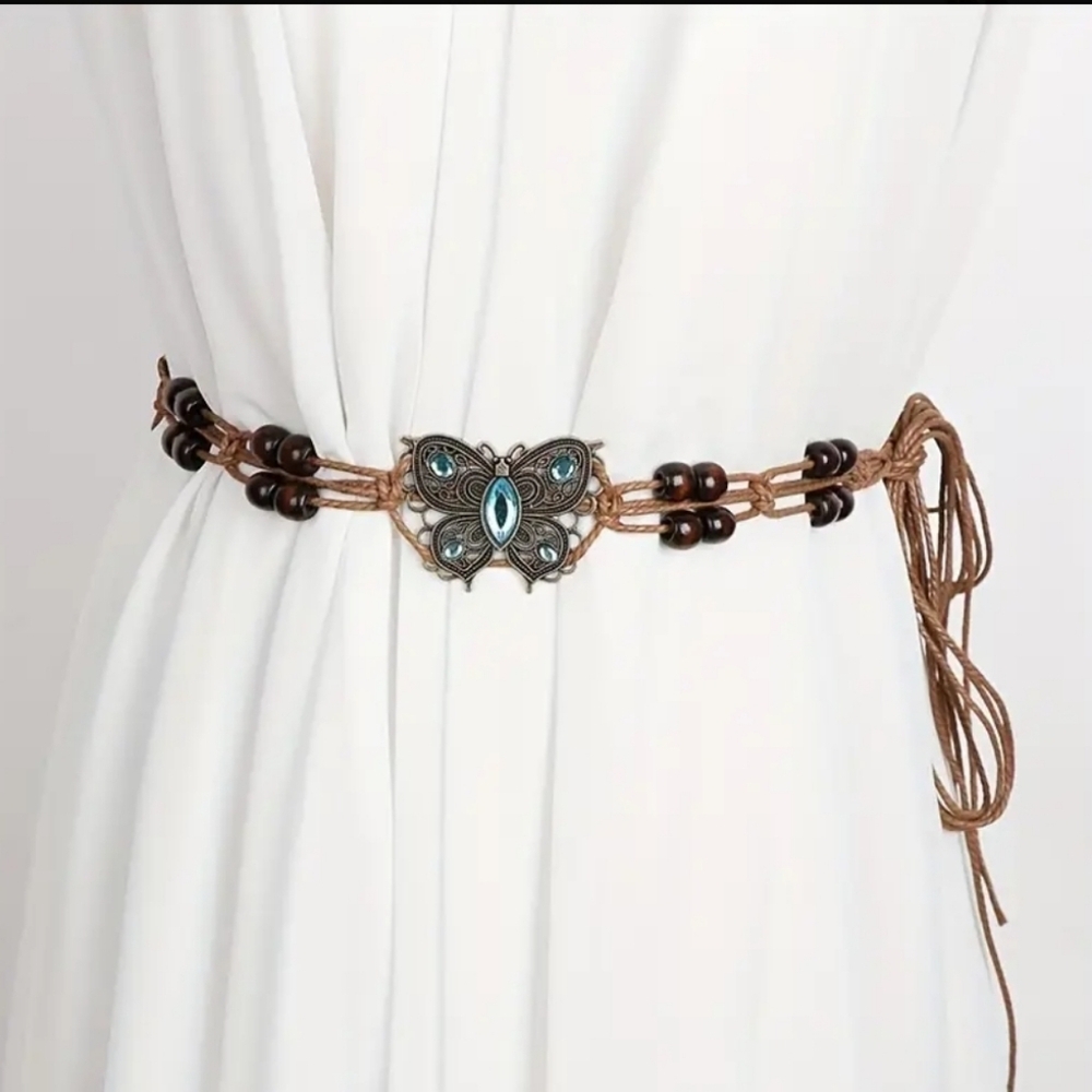 Boho Butterfly Flower Wax Rope Waistband